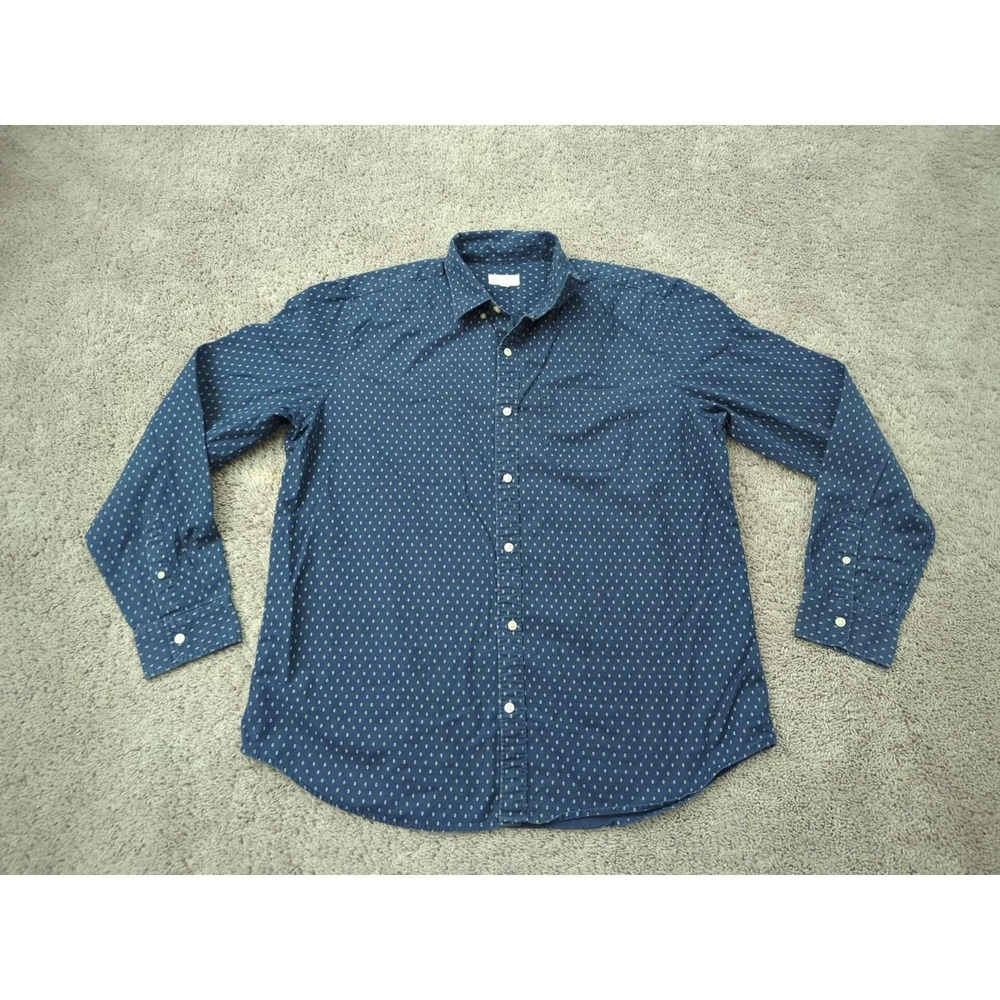 GAP Button Up Shirt Mens XL Blue Geometric Long Sleeve‎ Standard Fit